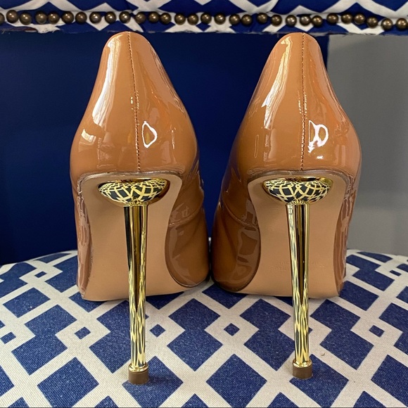 Cognac brown gold pointed classic high heel pumps sz 10 - Picture 5 of 8